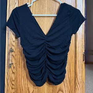 Forever 21 Black Ruched Blouse